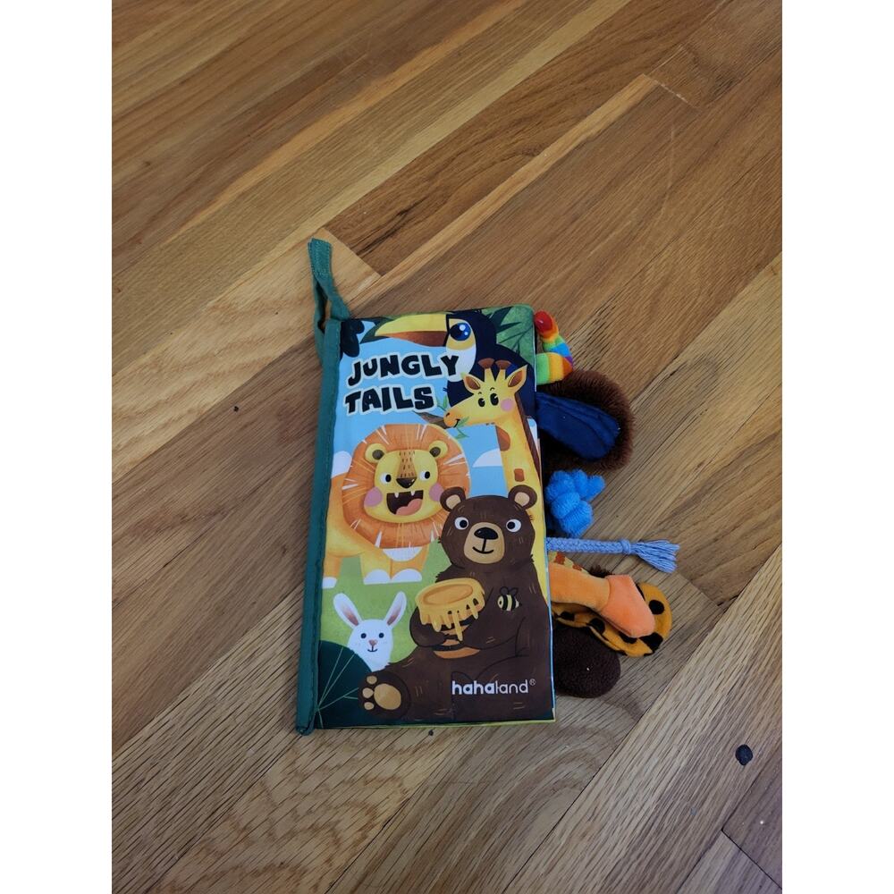 Hahaland Jungly Tails Soft Baby Cloth Book Crinkle Sensory Toy Jungle Animals